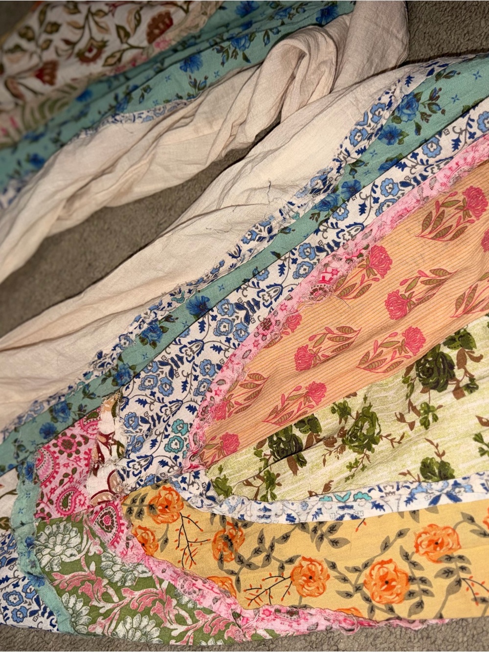 Boho Floral Patchwork Flare Pants - White & Multicolor - Picture 9 of 9